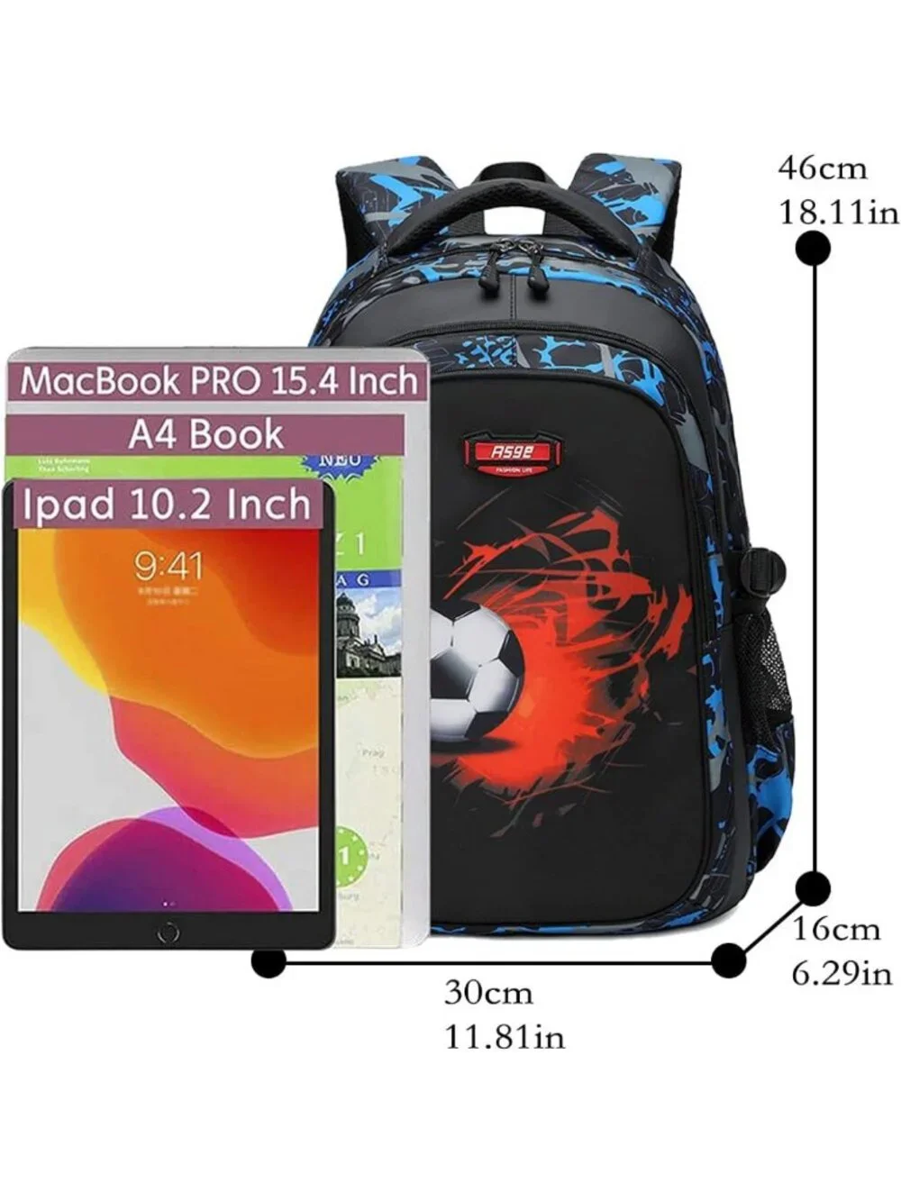 Camo Waterproof Backpack for Boys - Stylish School Bag & Travel Bookbag (Blue)